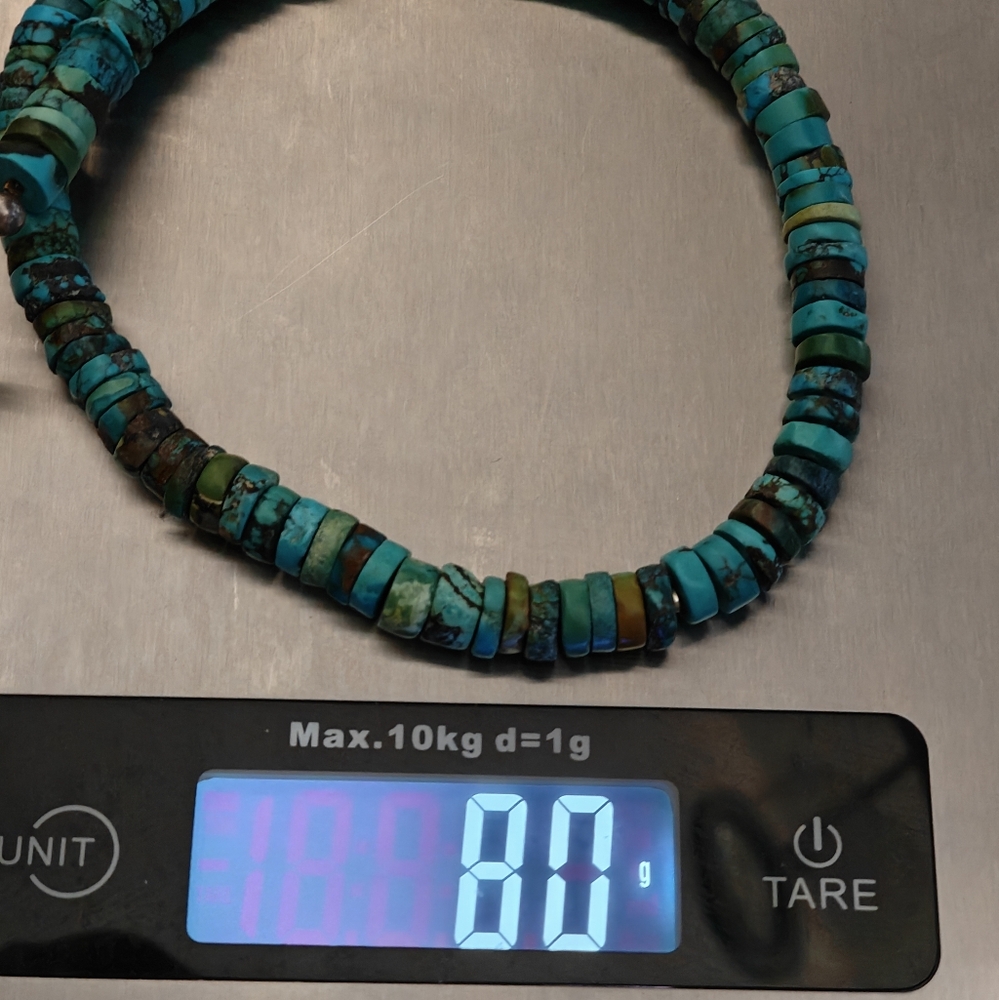 Vintage Turquoise Heishi Beaded Necklace Navajo Style - Picture 6 of 13